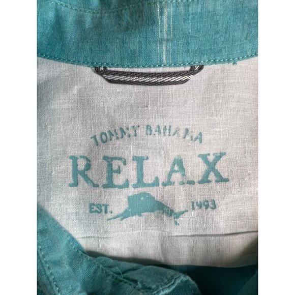 Tommy Bahamas relax men’s large button front shirt long sleeve collar blue and w - Picture 13 of 16